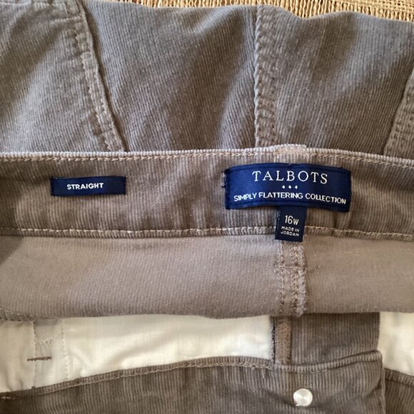 Talbots Womens Taupe Brown Corduroy Pants Size 16W Straight leg SImply Flatterin - Picture 9 of 10